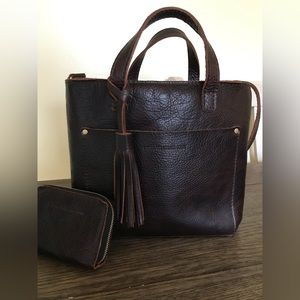 PLG Mini Crossbody Tote/ zipper, tassel, and wallet